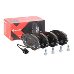 BREMBO P 85 131X Brake pad set incl. wear warning contact with brake caliper screws, with anti-squeak plate with accessories VOLKSWAGEN: Golf 7