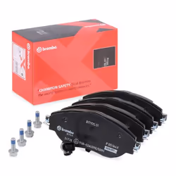 Brake pad set; BREMBO; Xtra; incl. wear warning contact with brake caliper screws, with anti-squeak plate with accessories; f ...
