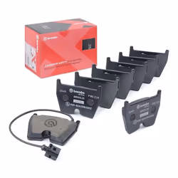 Brake pad set; BREMBO; incl. wear warning contact with anti-squeak plate without accessories; for AUDI; 8S0698151F, 8U0698151 ...