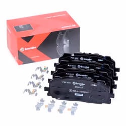 Brake pad set; BREMBO; prepared for wear warning indicator with anti-squeak plate with accessories; for AUDI, VOLKSWAGEN, CUP ...