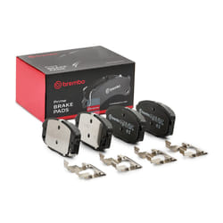 BREMBO P 30 099 Brake pad set with acoustic wear warning with piston clip, with anti-squeak plate with accessories HYUNDAI: Kona SUV