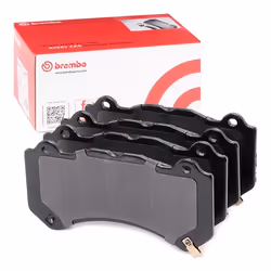 Brake pad set; BREMBO; with acoustic wear warning with anti-squeak plate without accessories; for JEEP, DODGE, NISSAN, CHEVRO ...