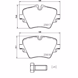 BREMBO Low-Met P 06 093 Brake pad set prepared for wear warning indicator with brake caliper screws, with anti-squeak plate with accessories BMW: X3 - Additional view 4