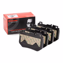 Brake pad set; BREMBO; prepared for wear warning indicator with anti-squeak plate without accessories; for MERCEDES-BENZ; 000 ...