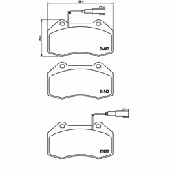 Brake pad set; BREMBO; incl. wear warning contact with anti-squeak plate without accessories; for ALFA ROMEO; 0000077366718, ...