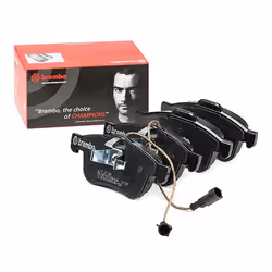Brake pad set; BREMBO; incl. wear warning contact with piston clip, with anti-squeak plate with accessories; for FIAT, VAUXHA ...