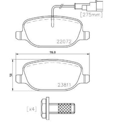 BREMBO P 23 166 Brake pad set incl. wear warning contact with brake caliper screws, with anti-squeak plate with accessories