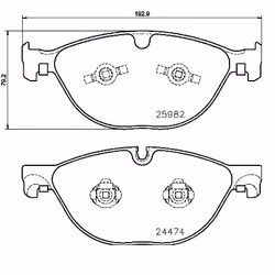 Brake pad set; BREMBO; prepared for wear warning indicator with piston clip, with anti-squeak plate with accessories; for JAG ...