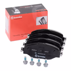 Brake pad set; BREMBO; PRIME LINE - Ring prepared for wear warning indicator with brake caliper screws, with anti-squeak plat ...