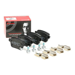 BREMBO P 59 086 Brake pad set with acoustic wear warning with brake caliper screws, with anti-squeak plate with accessories VAUXHALL: Adam, Corsa Mk4