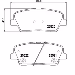 Brake pad set; BREMBO; with acoustic wear warning with piston clip, with anti-squeak plate with accessories; for KIA, HYUNDAI ...