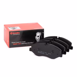Brake pad set; BREMBO; prepared for wear warning indicator with anti-squeak plate without accessories; for MERCEDES-BENZ; 447 ...