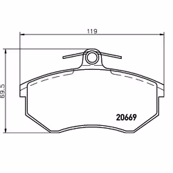 Brake pad set; BREMBO; excl. wear warning contact with brake caliper screws, with anti-squeak plate with accessories; for DR, ...
