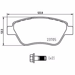 Brake pad set; BREMBO; excl. wear warning contact with brake caliper screws, with anti-squeak plate with accessories; for FIA ...