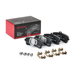 BREMBO P 50 130 Brake pad set prepared for wear warning indicator with brake caliper screws, with anti-squeak plate with accessories