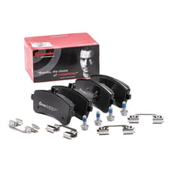 BREMBO P 50 132 Brake pad set prepared for wear warning indicator with brake caliper screws, with anti-squeak plate with accessories