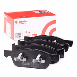 Brake pad set; BREMBO; with acoustic wear warning with piston clip, with anti-squeak plate with accessories; for FORD, FORD U ...