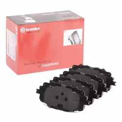 Brake pad set; BREMBO; excl. wear warning contact with piston clip, with anti-squeak plate with accessories; for MAZDA, FIAT, ...