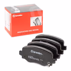 Brake pad set; BREMBO; with acoustic wear warning with brake caliper screws, with anti-squeak plate with accessories; for JEE ...