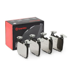 BREMBO P 06 098 Brake pad set prepared for wear warning indicator with anti-squeak plate without accessories, with counterweights MINI: Clubman