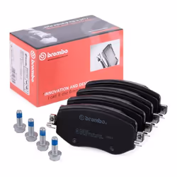 Brake pad set; BREMBO; excl. wear warning contact with brake caliper screws, with anti-squeak plate with accessories; for REN ...
