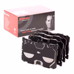 Brake pad set; BREMBO; prepared for wear warning indicator with anti-squeak plate without accessories; for MERCEDES-BENZ; 000 ...