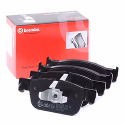 Brake pad set; BREMBO; prepared for wear warning indicator with piston clip, with anti-squeak plate with accessories; for VOL ...