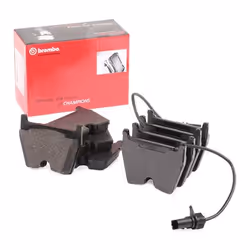 Brake pad set; BREMBO; incl. wear warning contact with anti-squeak plate without accessories; for AUDI; 4S0698151, 4S0698151B ...