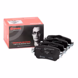 Brake pad set; BREMBO; Rear Axle with acoustic wear warning with anti-squeak plate without accessories; for NISSAN, RENAULT; ...