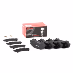 Brake pad set; BREMBO; with acoustic wear warning with anti-squeak plate without accessories; for NISSAN, RENAULT; D10604BA0A ...