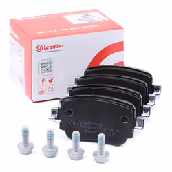 Brake pad set; BREMBO; excl. wear warning contact with brake caliper screws, with anti-squeak plate with accessories; for VOL ...