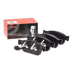 Brake pad set; BREMBO; incl. wear warning contact with piston clip, with anti-squeak plate with accessories; for VOLKSWAGEN, ...