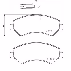 Brake pad set; BREMBO; incl. wear warning contact with brake caliper screws, with anti-squeak plate with accessories; for PEU ...