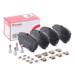 BREMBO P 85 173 Brake pad set prepared for wear warning indicator with brake caliper screws, with anti-squeak plate with accessories