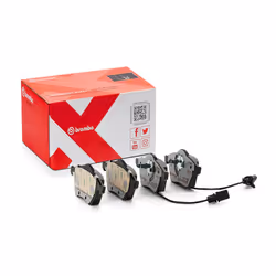 Brake pad set; BREMBO; incl. wear warning contact with anti-squeak plate without accessories; for AUDI, VOLKSWAGEN, VW; 4B061 ...
