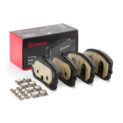 BREMBO P 50 152 Brake pad set prepared for wear warning indicator with brake caliper screws, with anti-squeak plate with accessories