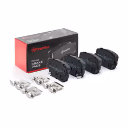 Brake pad set; BREMBO; with acoustic wear warning with piston clip, with anti-squeak plate with accessories; for HYUNDAI; 583 ...