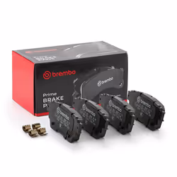 Brake pad set; BREMBO; with acoustic wear warning with anti-squeak plate without accessories; for MITSUBISHI; 4605B560, 4605B ...