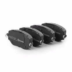 Brake pad set; BREMBO; with acoustic wear warning with anti-squeak plate without accessories; for RENAULT, NISSAN, DACIA, MIT ...