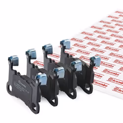Brake pad set; BREMBO; prepared for wear warning indicator with anti-squeak plate without accessories, with counterweights; f ...