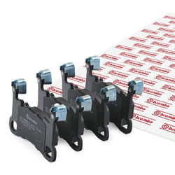 BREMBO P 65 050 Brake pad set prepared for wear warning indicator with anti-squeak plate without accessories, with counterweights