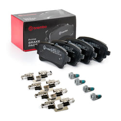 BREMBO P 85 186 Brake pad set prepared for wear warning indicator with brake caliper screws, with anti-squeak plate with accessories AUDI: A6 C8 Avant