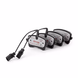 Brake pad set; BREMBO; incl. wear warning contact with brake caliper screws, with anti-squeak plate with accessories; for AUD ...