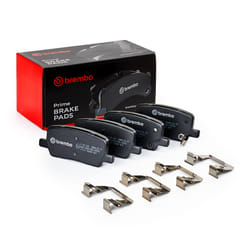 BREMBO P 09 032 Brake pad set with acoustic wear warning with anti-squeak plate without accessories TESLA: Model S, Model X