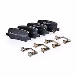 BREMBO P 09 032 Brake pad set with acoustic wear warning with anti-squeak plate without accessories TESLA: Model S, Model X