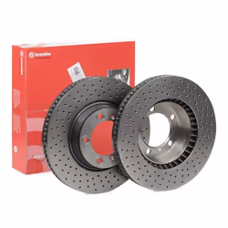 Brake disc; BREMBO; COATED DISC LINE; 330 34 5 perforated/vented Coated High-carbon; for PORSCHE; 992615301, 992615302, 99635 ...