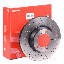 Brake disc; BREMBO; COATED DISC LINE; 330 28 5 perforated/vented Coated High-carbon; for PORSCHE; 99135240301, 99135240302, 9 ...