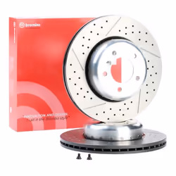 Brake disc; BREMBO; TWO-PIECE DISCS LINE; 338 26 5 internally vented, slotted/perforated, two-part brake disc Coated High-car ...