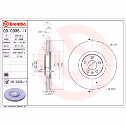 BREMBO Brake disc VOLVO: S60 III, V60 II, XC60 II COATED DISC LINE 30mm 5 internally vented Coated High-carbon 09.C936.11 31400568,314005680,31471752 - Additional view 5