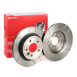 BREMBO Brake disc VOLVO: C30, S40 II, V40 Hatchback, FORD: Focus 2, C-Max, Focus 2 Kombi 11mm 5 solid, slotted Coated 08.9975.75 1223566,1223568